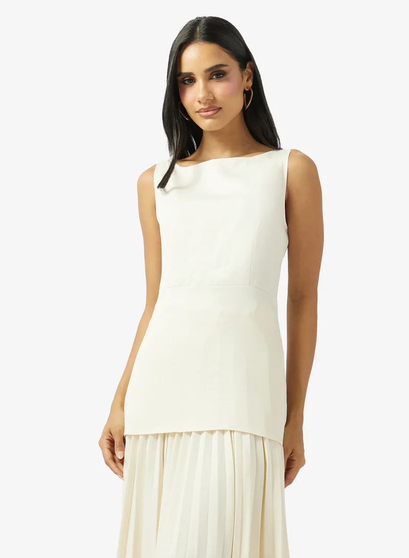 Ginger  Longline Drop Waist Top and Pleated Skirt Set for Women | Best Price UAE